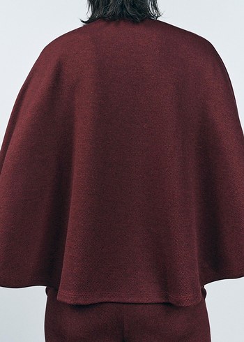 m Beden Zara Bordo Düğmeli panço Kısa Kaban