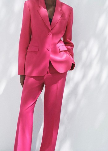 Zara Parlak fuşya Kadın Blazer pantolon takım