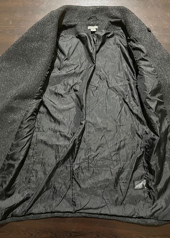 H&M Erkek. Koyu gri düğmeli uzun kaban - Görsel 4