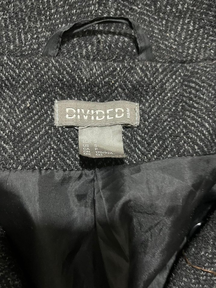 H&M Erkek. Koyu gri düğmeli uzun kaban - Görsel 3