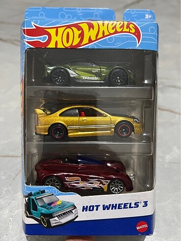 Hotwheels 3?lü Paket - Altın Civic / Yeşil Supra