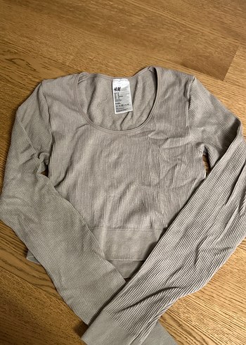 H&M Bej Kadın Uzun Kollu Crop Top - Görsel 2