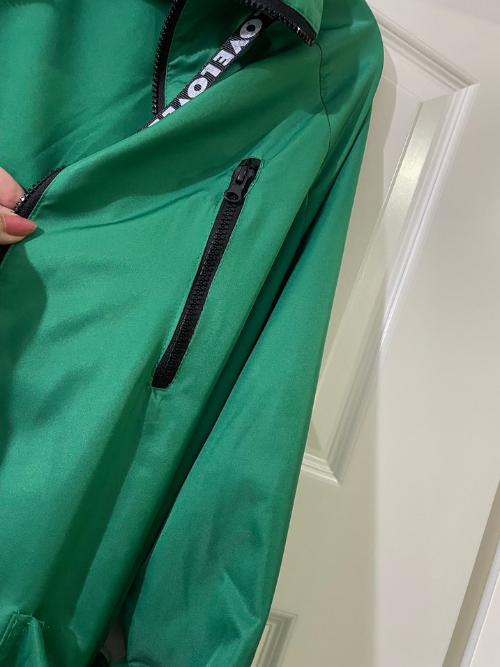 Uzun Yeşil Kadın Yağmurluk Fermuarlı - Görsel 4