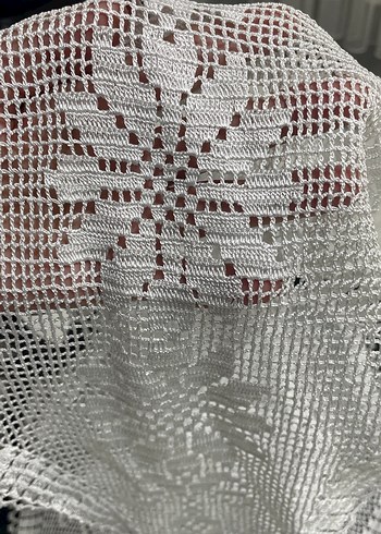 El İşi Nakışlı Beyaz Dantel Örtü - Görsel 5