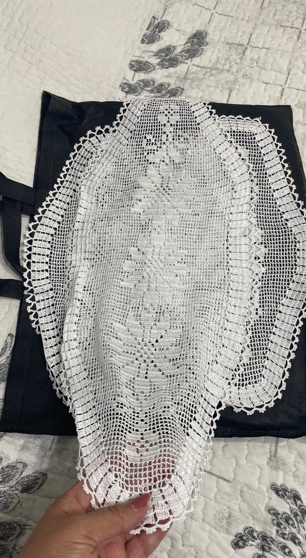 El İşi Nakışlı Beyaz Dantel Örtü - Görsel 3