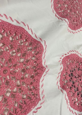 Beden Bohem Pembe Örgü Detaylı Dekoratif Örtü