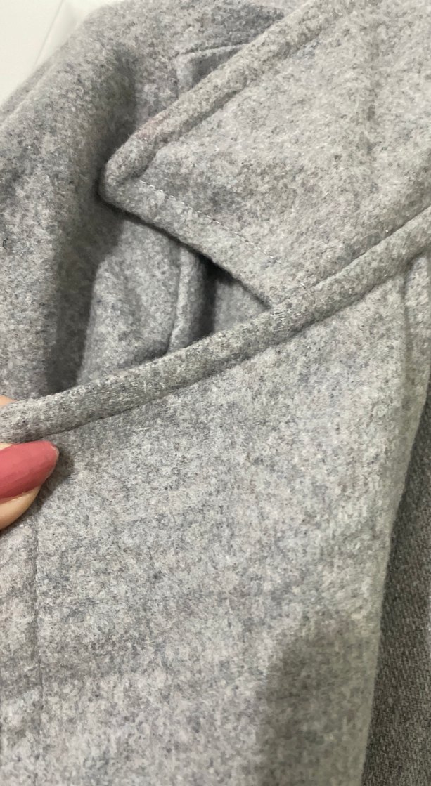 Gri Uzun Keten Kadın Kaban - Görsel 5