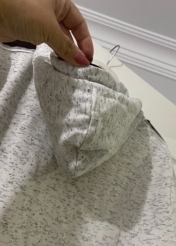 Gri Kapüşonlu Baskılı Oversize Sweatshirt - Görsel 5