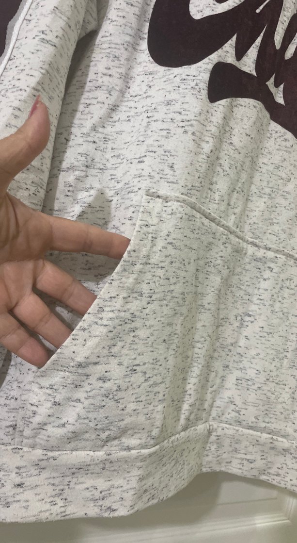 Gri Kapüşonlu Baskılı Oversize Sweatshirt - Görsel 2