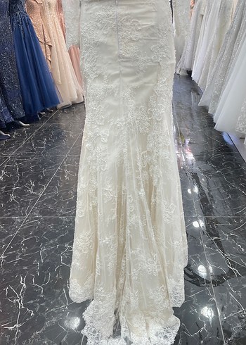 Beyaz A Kesim Uzun Gelinlik - Görsel 6