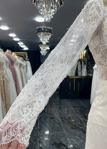 Beyaz A Kesim Uzun Gelinlik - Görsel 4