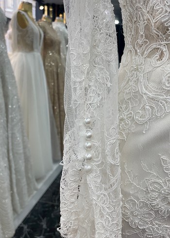 Beyaz A Kesim Uzun Gelinlik - Görsel 5