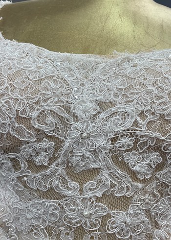 Beyaz A Kesim Uzun Gelinlik - Görsel 3