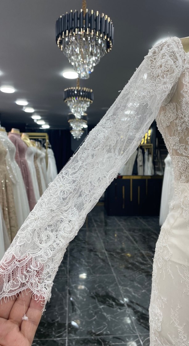 Beyaz A Kesim Uzun Gelinlik - Görsel 4