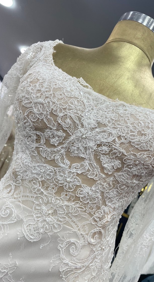 Beyaz A Kesim Uzun Gelinlik - Görsel 2