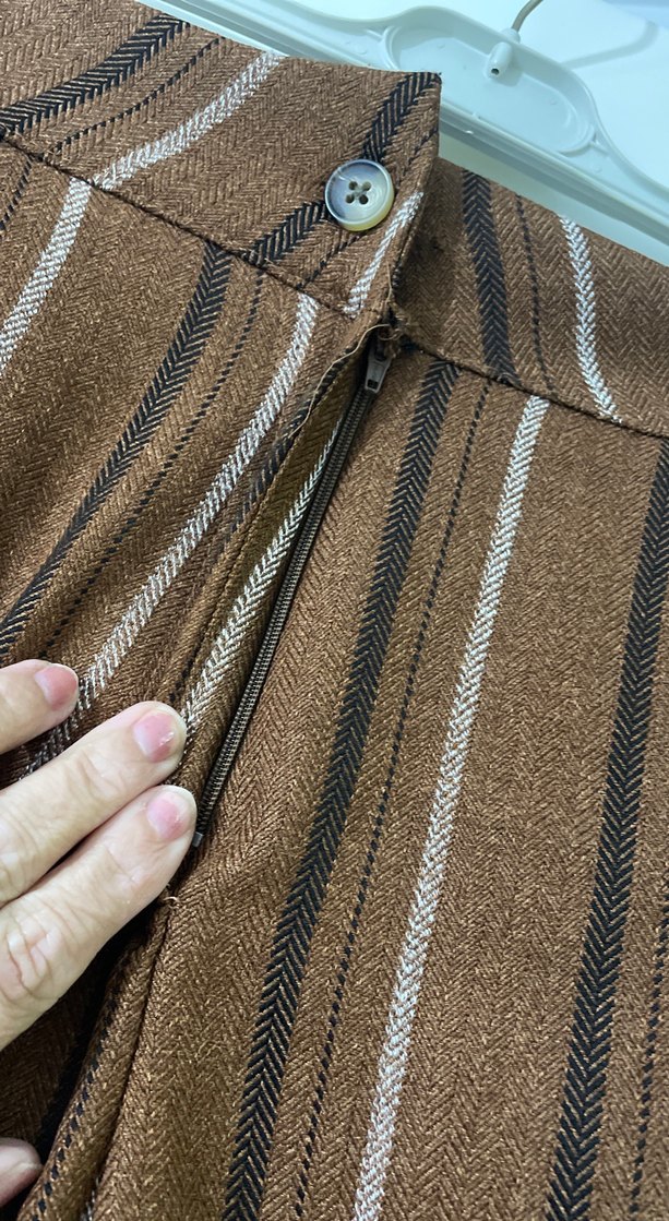 Kadın Kahverengi Çizgili Bol Kesim Pantolon - Görsel 4