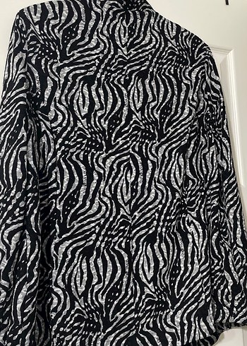 Zebra Desenli Düğmeli Kadın Blazer - Görsel 8