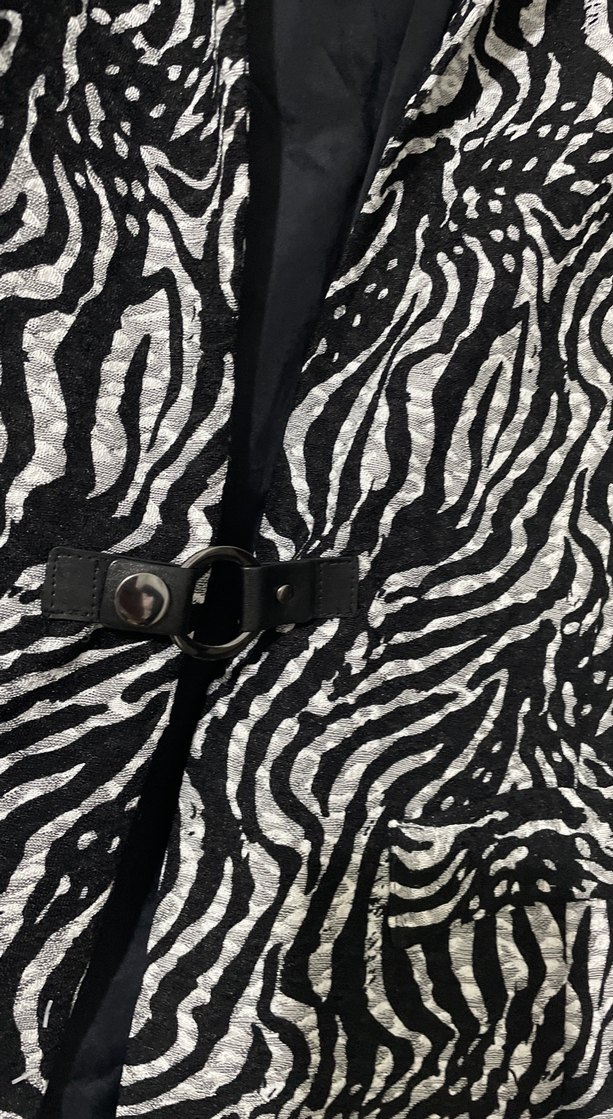 Zebra Desenli Düğmeli Kadın Blazer - Görsel 4