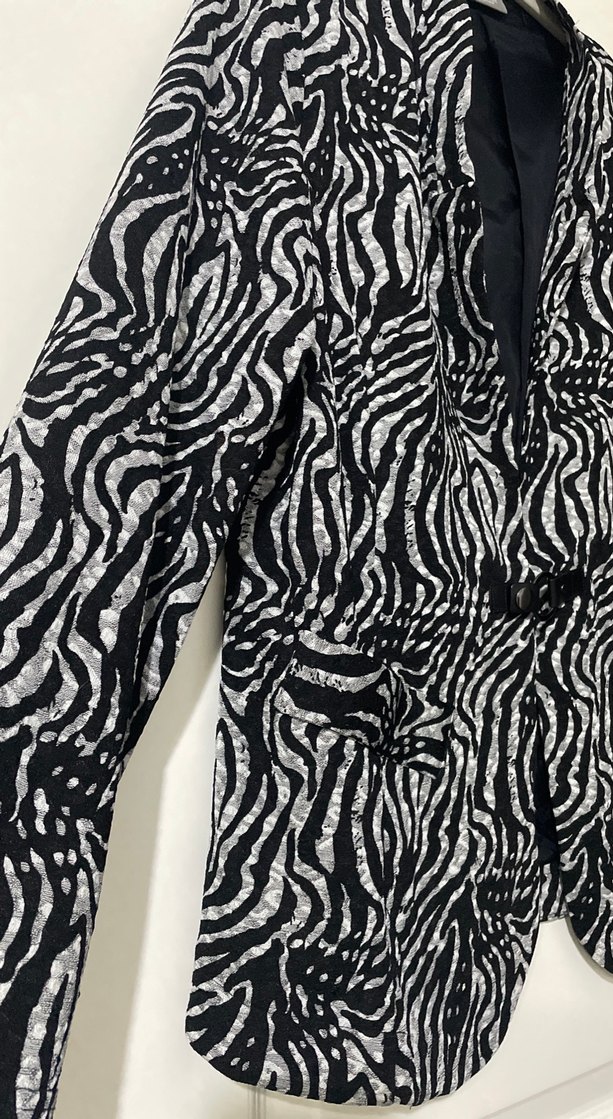 Zebra Desenli Düğmeli Kadın Blazer - Görsel 3