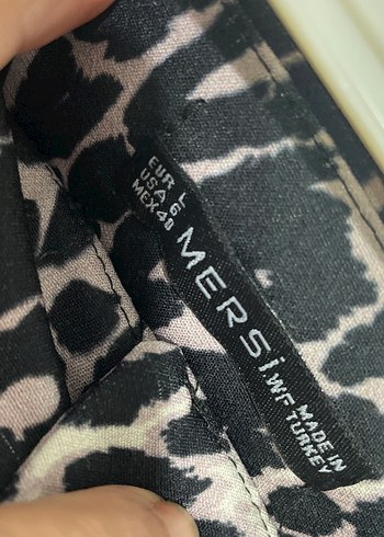 Kadın Gri Leopar Desenli Pilili Bol Kumaş Pantolon - Görsel 6