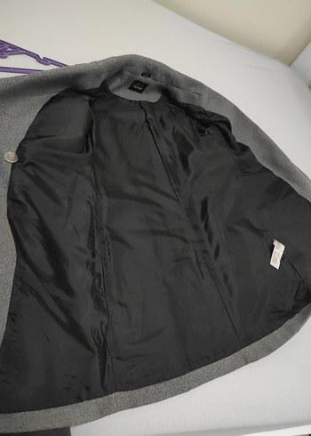 Gri Çift Düğmeli Kaban - Görsel 6