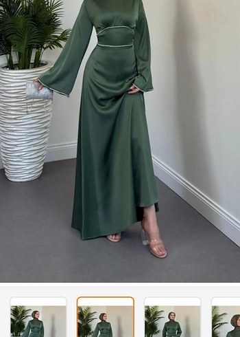 yesil saten abiye - Görsel 5