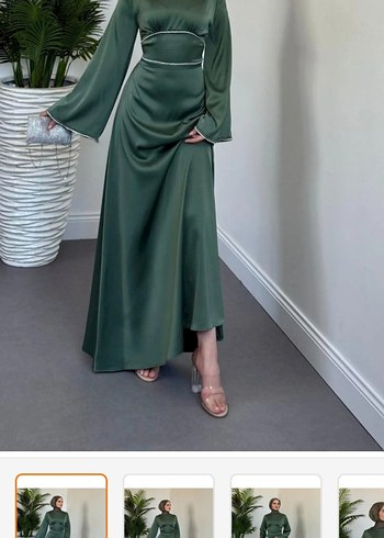 yesil saten abiye - Görsel 6