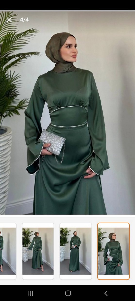 yesil saten abiye - Görsel 3
