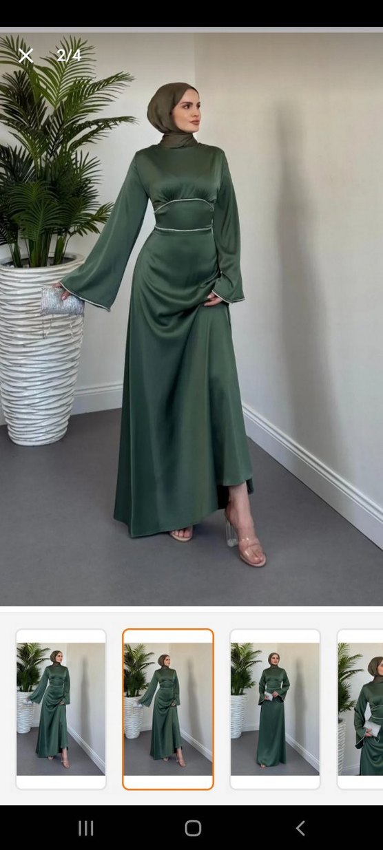 yesil saten abiye - Görsel 5