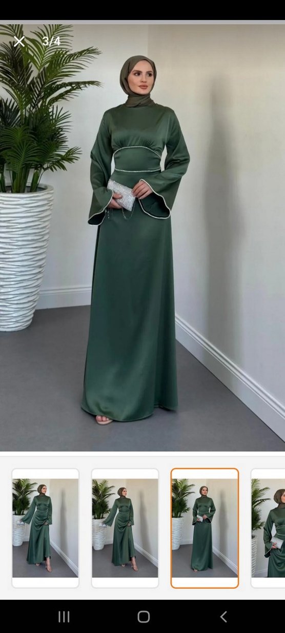 yesil saten abiye - Görsel 4