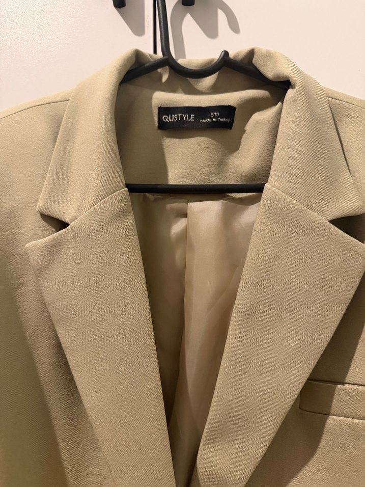 Bej Kadın Midi Blazer Ceket - Görsel 2