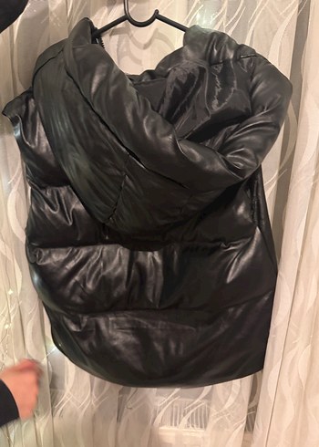 Siyah Deri Fermuarlı Kadın Yelek - Görsel 3