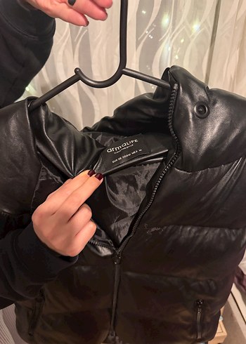 Siyah Deri Fermuarlı Kadın Yelek - Görsel 2