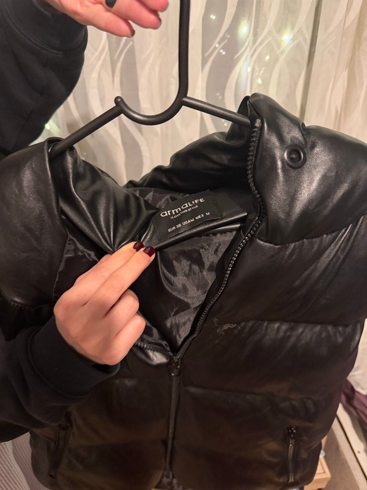 Siyah Deri Fermuarlı Kadın Yelek - Görsel 2