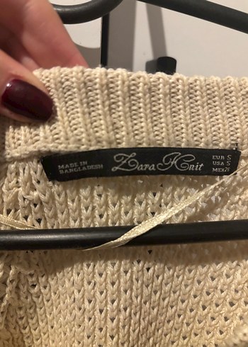 Bej V Yakalı Örgü Kadın Kazak - Görsel 2