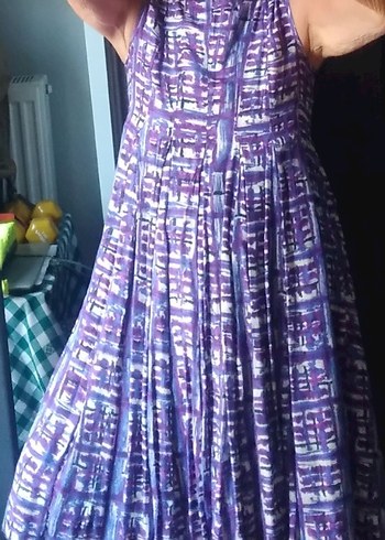 Mor Pilili Uzun Kadın Elbise - Görsel 6