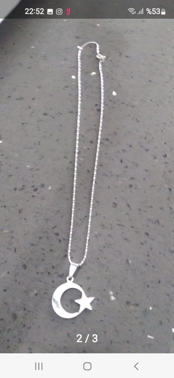 Parlak Gri Ay Yıldız Minimalist Kolye - Görsel 2