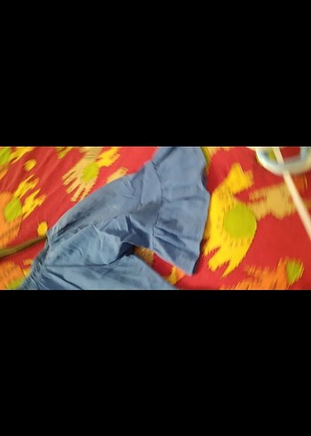 Kadın Mavi Denim Volanlı Bohem Bluz - Görsel 4