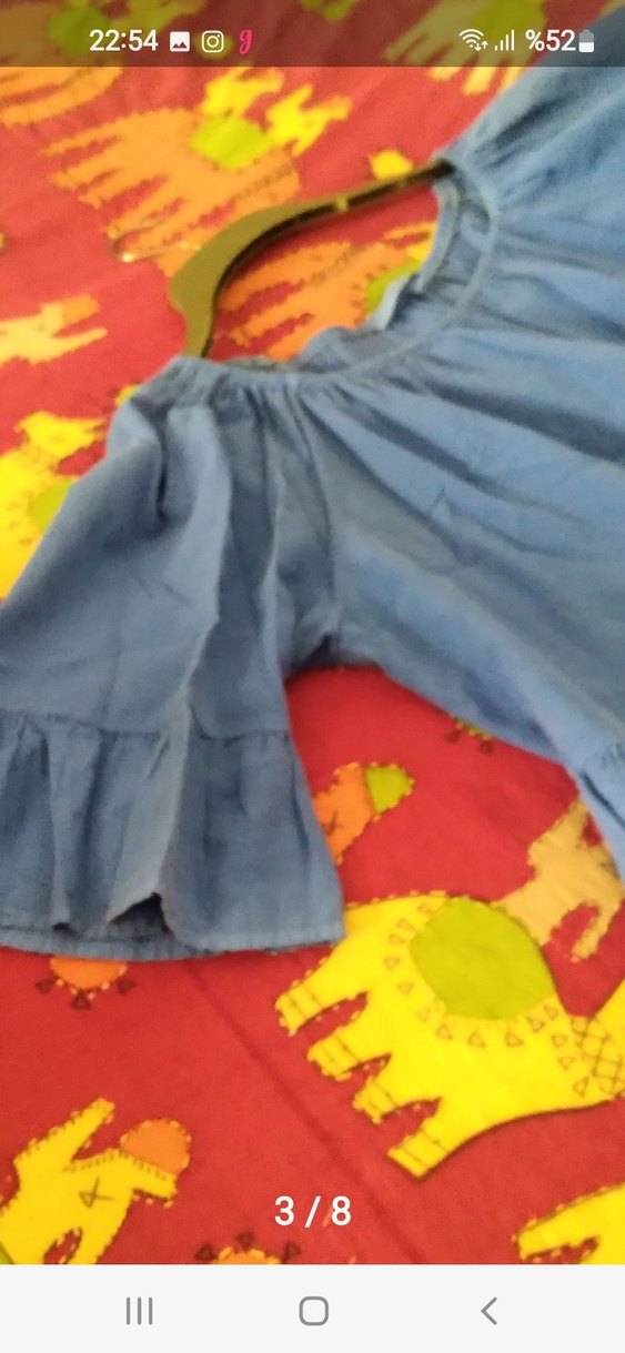 Kadın Mavi Denim Volanlı Bohem Bluz - Görsel 3