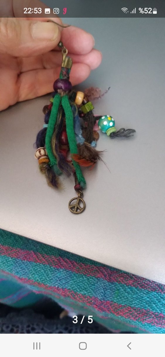 Renkli Bohem Püsküllü Kadın Küpe - Görsel 4