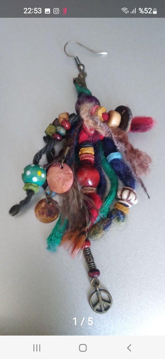 Renkli Bohem Püsküllü Kadın Küpe - Görsel 3