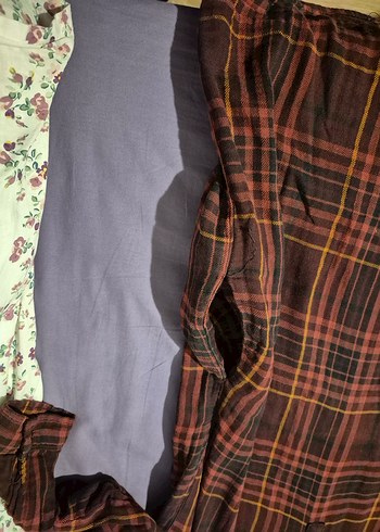 Bordo Ekose coton elbise - Görsel 3