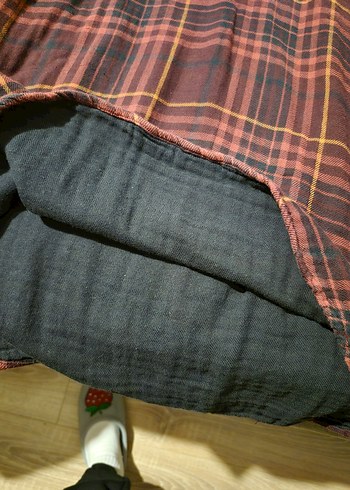 Bordo Ekose coton elbise - Görsel 4