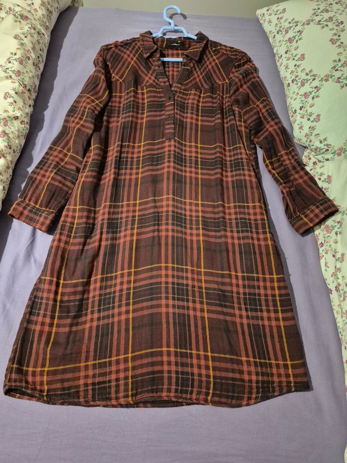 Bordo Ekose coton elbise - Görsel 2