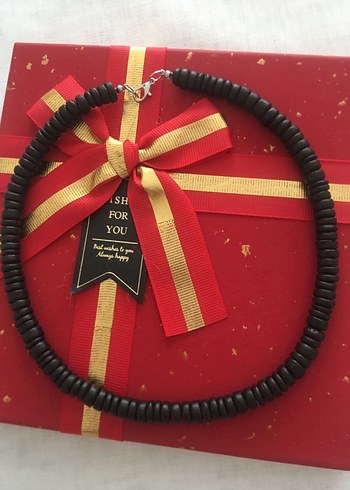 Uzun Siyah Boncuklu Bohem Kolye - Görsel 3