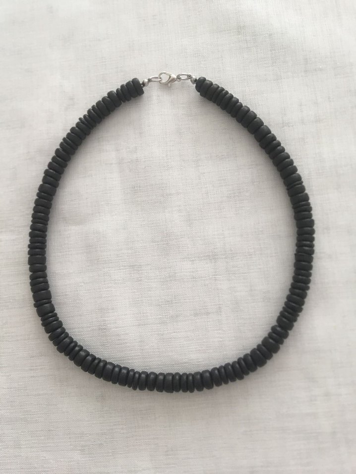 Uzun Siyah Boncuklu Bohem Kolye - Görsel 2