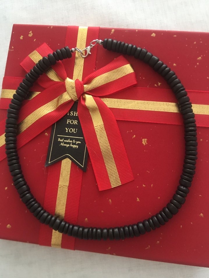 Uzun Siyah Boncuklu Bohem Kolye - Görsel 3