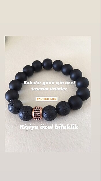 Doğal taş bileklik lav taşı