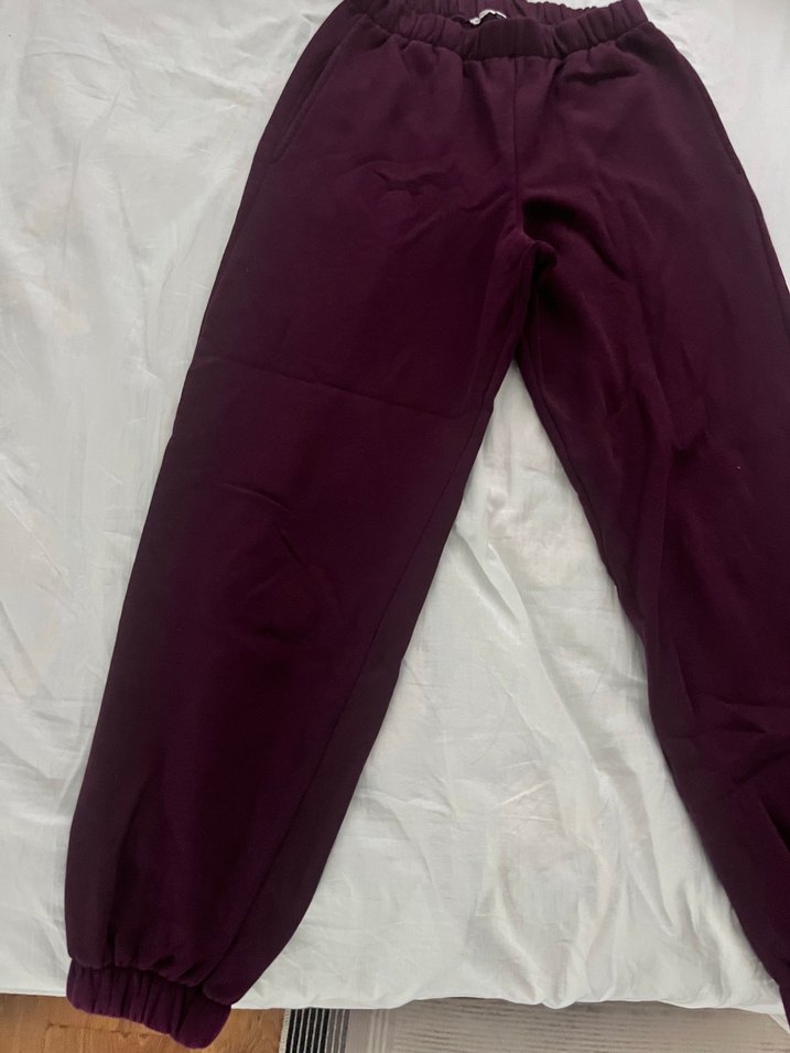 Bordo Rahat Kesim Kadın Eşofman Altı - Görsel 3