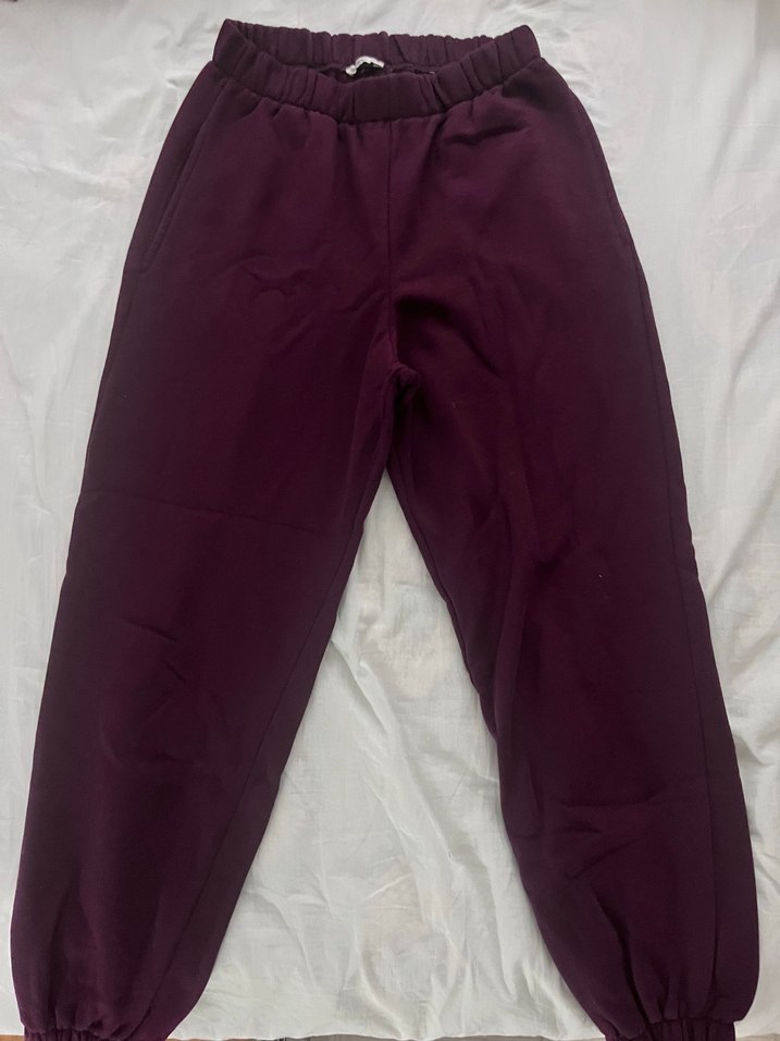 Bordo Rahat Kesim Kadın Eşofman Altı - Görsel 2